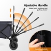 image:imageVINGLI Collapsible Wagons Carts Heavy Duty Foldable Utility Garden Grocery Shopping Cart with Big AllTerrain Beach Wheels amp Drink Holders with 220lbs Weight Capacity BlackGray