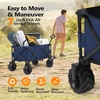 image:imageVINGLI Collapsible Wagons Carts Heavy Duty Foldable Utility Garden Grocery Shopping Cart with Big AllTerrain Beach Wheels amp Drink Holders with 220lbs Weight Capacity BlackBlue