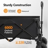 image:imageVINGLI Collapsible Wagons Carts Heavy Duty Foldable Utility Garden Grocery Shopping Cart with Big AllTerrain Beach Wheels amp Drink Holders with 220lbs Weight Capacity BlackBlack