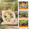 image:imageVINGLI Cute Wooden Wagon Planter Box with Storage Rustic Wheel Planter Decor for Flowers Herbs Vegetables  Patio Balcony Garden Backyard  Indoor Outdoor Bench Cart 2 Tires Natural Wood