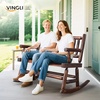 image:imageVINGLI Fir Wood Double Rocking Chair for Porch amp Garden  550lb Capacity WeatherResistant Outdoor Glider Bench with High Backrest Patio Rocker for Couples Backyard Deck RusticRustic