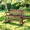 image:imageVINGLI Fir Wood Double Rocking Chair for Porch amp Garden  550lb Capacity WeatherResistant Outdoor Glider Bench with High Backrest Patio Rocker for Couples Backyard Deck RusticRustic