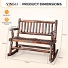 image:imageVINGLI Fir Wood Double Rocking Chair for Porch amp Garden  550lb Capacity WeatherResistant Outdoor Glider Bench with High Backrest Patio Rocker for Couples Backyard Deck RusticRustic