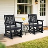 image:imageVINGLI Fir Wood Outdoor Glider with Floral Backrest Wooden Patio Gliding Bench with Cup Holders Smooth Rocking Chair for Garden Yard amp Porch Blue 4FTBlack