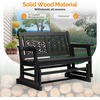 image:imageVINGLI Fir Wood Outdoor Glider with Floral Backrest Wooden Patio Gliding Bench with Cup Holders Smooth Rocking Chair for Garden Yard amp Porch Blue 4FTBlack