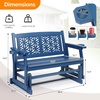 image:imageVINGLI Fir Wood Outdoor Glider with Floral Backrest Wooden Patio Gliding Bench with Cup Holders Smooth Rocking Chair for Garden Yard amp Porch Blue 4FTBlue