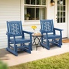 image:imageVINGLI Fir Wood Outdoor Glider with Floral Backrest Wooden Patio Gliding Bench with Cup Holders Smooth Rocking Chair for Garden Yard amp Porch Blue 4FTBlue