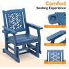 image:imageVINGLI Fir Wood Outdoor Glider with Floral Backrest Wooden Patio Gliding Bench with Cup Holders Smooth Rocking Chair for Garden Yard amp Porch Blue 4FTBlue