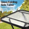 image:imageVINGLI Folding Glass Outdoor Side Table 18 Inches Small Foldable Patio Bistro Table with Tempered Glass Table Top for Lawn amp Garden Balcony Porch and Pool RoundRectangular