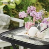 image:imageVINGLI Folding Glass Outdoor Side Table 18 Inches Small Foldable Patio Bistro Table with Tempered Glass Table Top for Lawn amp Garden Balcony Porch and Pool RoundRectangular