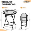 image:imageVINGLI Folding Glass Outdoor Side Table 18 Inches Small Foldable Patio Bistro Table with Tempered Glass Table Top for Lawn amp Garden Balcony Porch and Pool RoundRound