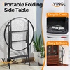 image:imageVINGLI Folding Glass Outdoor Side Table 18 Inches Small Foldable Patio Bistro Table with Tempered Glass Table Top for Lawn amp Garden Balcony Porch and Pool RoundRound