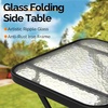 image:imageVINGLI Folding Glass Outdoor Side Table 18 Inches Small Foldable Patio Bistro Table with Tempered Glass Table Top for Lawn amp Garden Balcony Porch and Pool RoundRectangular