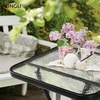 image:imageVINGLI Folding Glass Outdoor Side Table 18 Inches Small Foldable Patio Bistro Table with Tempered Glass Table Top for Lawn amp Garden Balcony Porch and Pool RoundRectangular