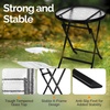image:imageVINGLI Folding Glass Outdoor Side Table 18 Inches Small Foldable Patio Bistro Table with Tempered Glass Table Top for Lawn amp Garden Balcony Porch and Pool RoundRound