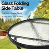 image:imageVINGLI Folding Glass Outdoor Side Table 18 Inches Small Foldable Patio Bistro Table with Tempered Glass Table Top for Lawn amp Garden Balcony Porch and Pool RoundRound