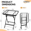 image:imageVINGLI Folding Glass Outdoor Side Table 18 Inches Small Foldable Patio Bistro Table with Tempered Glass Table Top for Lawn amp Garden Balcony Porch and Pool RoundRectangular