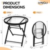 image:imageVINGLI Folding Glass Outdoor Side Table 18 Inches Small Foldable Patio Bistro Table with Tempered Glass Table Top for Lawn amp Garden Balcony Porch and Pool RoundRound