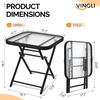 image:imageVINGLI Folding Glass Outdoor Side Table 18 Inches Small Foldable Patio Bistro Table with Tempered Glass Table Top for Lawn amp Garden Balcony Porch and Pool RoundRectangular