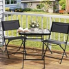 image:imageVINGLI Folding Glass Outdoor Side Table 18 Inches Small Foldable Patio Bistro Table with Tempered Glass Table Top for Lawn amp Garden Balcony Porch and Pool RoundRectangular