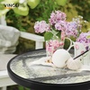 image:imageVINGLI Folding Glass Outdoor Side Table 18 Inches Small Foldable Patio Bistro Table with Tempered Glass Table Top for Lawn amp Garden Balcony Porch and Pool RoundRound
