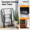 image:imageVINGLI Folding Glass Outdoor Side Table 18 Inches Small Foldable Patio Bistro Table with Tempered Glass Table Top for Lawn amp Garden Balcony Porch and Pool RoundRectangular