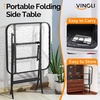 image:imageVINGLI Folding Glass Outdoor Side Table 18 Inches Small Foldable Patio Bistro Table with Tempered Glass Table Top for Lawn amp Garden Balcony Porch and Pool RoundRectangular