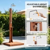 image:imageVINGLI Freestanding Outdoor Shower with Base Solid Cedar Wood Garden Shower for Poolside Backyard amp Beach HeightAdjustable Cold Water Outside Shower Station Brown
