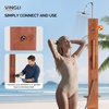 image:imageVINGLI Freestanding Outdoor Shower with Base Solid Cedar Wood Garden Shower for Poolside Backyard amp Beach HeightAdjustable Cold Water Outside Shower Station Brown