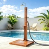 image:imageVINGLI Freestanding Outdoor Shower with Base Solid Cedar Wood Garden Shower for Poolside Backyard amp Beach HeightAdjustable Cold Water Outside Shower Station Brown