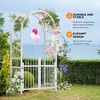 image:imageVINGLI Garden Arbor with Gate PVC Frame Trellis Garden Arch for Plant Climbing Vinyl Pergola Wedding Arch Backdrop Standing for Backyard Lawn Event WhiteWhite