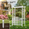 image:imageVINGLI Garden Arbor with Gate PVC Wedding Arch for Ceremony Party Garden Trellis for Climbing Plants Outdoor Arch Backdrop Stand for Garden Backyard Lawn WeddingWhite