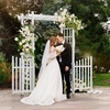 image:imageVINGLI Garden Arbor with Gate PVC Wedding Arch for Ceremony Party Garden Trellis for Climbing Plants Outdoor Arch Backdrop Stand for Garden Backyard Lawn WeddingWhite