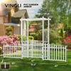 image:imageVINGLI Garden Arbor with Gate and Fence PVC Wedding Arch for Ceremony Party Garden Trellis for Climbing Plants Outdoor Arch Backdrop Stand for Garden Backyard Lawn WeddingWhite