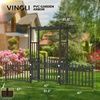 image:imageVINGLI Garden Arbor with Gate and Fence PVC Wedding Arch for Ceremony Party Garden Trellis for Climbing Plants Outdoor Arch Backdrop Stand for Garden Backyard Lawn WeddingBlack