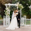 image:imageVINGLI Garden Arbor with Gate and Fence PVC Wedding Arch for Ceremony Party Garden Trellis for Climbing Plants Outdoor Arch Backdrop Stand for Garden Backyard Lawn WeddingWhite