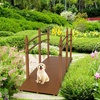 image:imageVINGLI Garden Bridge Classic Wooden Bridge with Safety Rails Decorative Arched Footbridge White 5 ftBrown