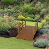 image:imageVINGLI Garden Bridge Classic Wooden Bridge with Safety Rails Decorative Arched Footbridge White 5 ftBrown