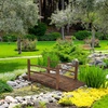 image:imageVINGLI Garden Bridge Classic Wooden Bridge with Safety Rails Decorative Arched Footbridge White 5 ftCarbonized Wood