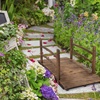 image:imageVINGLI Garden Bridge Classic Wooden Bridge with Safety Rails Decorative Arched Footbridge White 5 ftCarbonized Wood