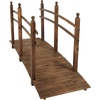 image:imageVINGLI Garden Bridge Classic Wooden Bridge with Safety Rails Decorative Arched Footbridge White 5 ftCarbonized Wood