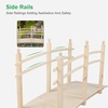 image:imageVINGLI Garden Bridge Classic Wooden Bridge with Safety Rails Decorative Arched Footbridge White 5 ftNatural Wood
