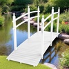image:imageVINGLI Garden Bridge Classic Wooden Bridge with Safety Rails Decorative Arched Footbridge White 5 ftWhite