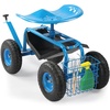 image:imageVINGLI Garden Cart with Rolling Seat Wheels Steering Handle amp Utility Tool Tray Planting Wagon Scooter Gardening Tool for Senior for Patio Backyard Lawn amp Outdoor BlueBlue