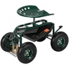 image:imageVINGLI Garden Cart with Rolling Seat Wheels Steering Handle amp Utility Tool Tray Planting Wagon Scooter Gardening Tool for Senior for Patio Backyard Lawn amp Outdoor BlueDark Green