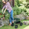 image:imageVINGLI Garden Cart with Rolling Seat Wheels Steering Handle amp Utility Tool Tray Planting Wagon Scooter Gardening Tool for Senior for Patio Backyard Lawn amp Outdoor BlueDark Green