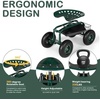 image:imageVINGLI Garden Cart with Rolling Seat Wheels Steering Handle amp Utility Tool Tray Planting Wagon Scooter Gardening Tool for Senior for Patio Backyard Lawn amp Outdoor BlueDark Green
