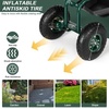 image:imageVINGLI Garden Cart with Rolling Seat Wheels Steering Handle amp Utility Tool Tray Planting Wagon Scooter Gardening Tool for Senior for Patio Backyard Lawn amp Outdoor BlueDark Green