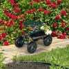 image:imageVINGLI Garden Cart with Rolling Seat Wheels Steering Handle amp Utility Tool Tray Planting Wagon Scooter Gardening Tool for Senior for Patio Backyard Lawn amp Outdoor BlueDark Green