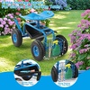 image:imageVINGLI Garden Cart with Rolling Seat Wheels Steering Handle amp Utility Tool Tray Planting Wagon Scooter Gardening Tool for Senior for Patio Backyard Lawn amp Outdoor BlueBlue